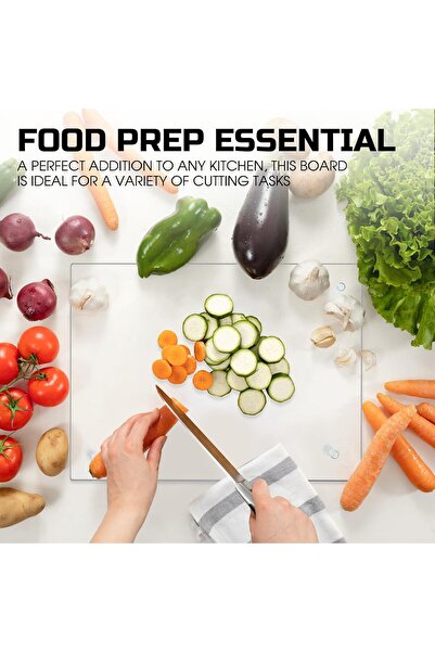 MODERN Tempered Glass Cutting Board, 16"x 12" Clear Glass Cutting Board for Kitchen Countertop, Glass Board with Non Anti-Slip Feet, Scratch Resistant, Heat and Shatter Resistant, Easy to Clean