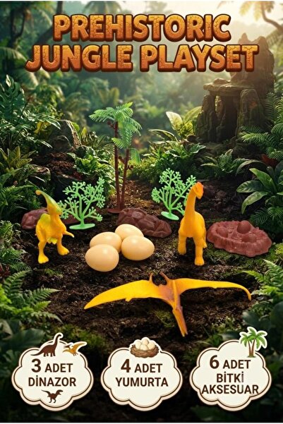 Tıfıl Toys Mini Dinosaur Educational and Fun Prehistoric Jungle Figure Playse...