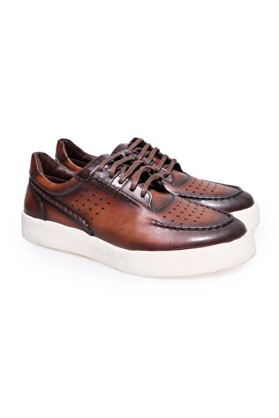 FRANCO CALVANI Brown Lace-Up Genuine Leather Men's Shoes