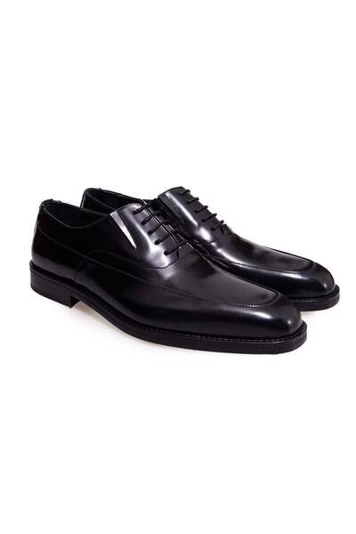 FRANCO CALVANI Black Color Lace-Up Genuine Leather Men's Shoes