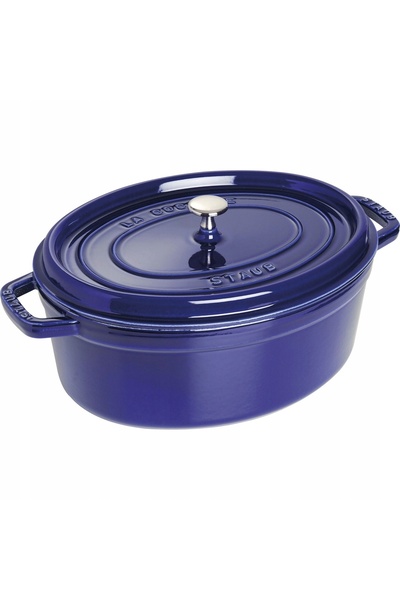 STAUB Oală din fontă ovală La Cocotte Garnek, 3,2 litri, albastră, FRENCH