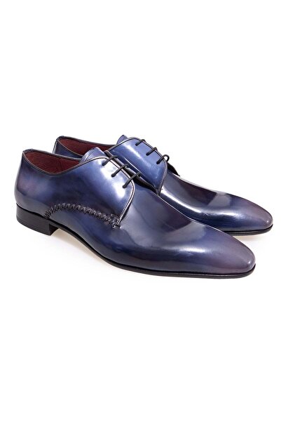FRANCO CALVANI Dark Blue Color Lace-Up Genuine Leather Men's Shoes