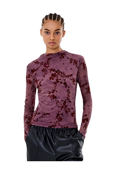 French Connection Women Kenny Mesh Velvet Burnout Top