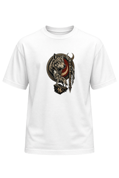remonz Unisex Black Wolf Moon Star Printed T-Shirt – Special Design T-Shirt w...