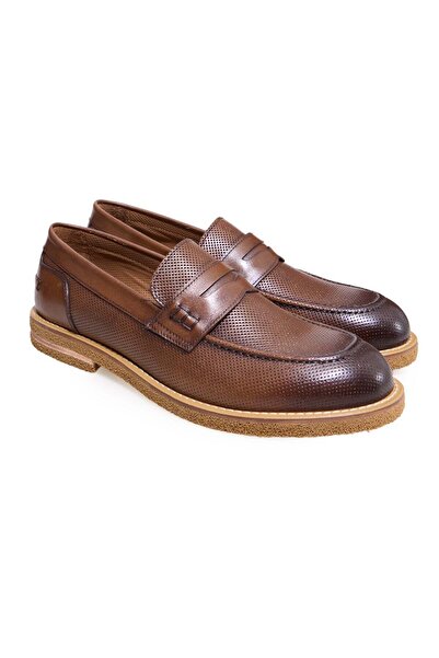 FRANCO CALVANI Walnut Color Laceless Genuine Leather Men's Shoes
