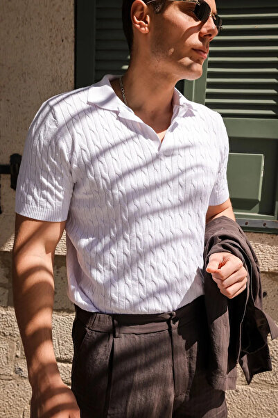 no7man Sable White Knitwear Men's Tshirt