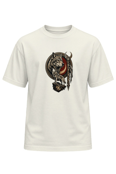 remonz Unisex Black Wolf Moon Star Printed T-Shirt – Special Design T-Shirt w...