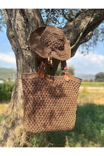 Genel Markalar MED BAG Patmos El Örgüsü Kağıt İp Kadın Büyük Boy Plaj Çantası...