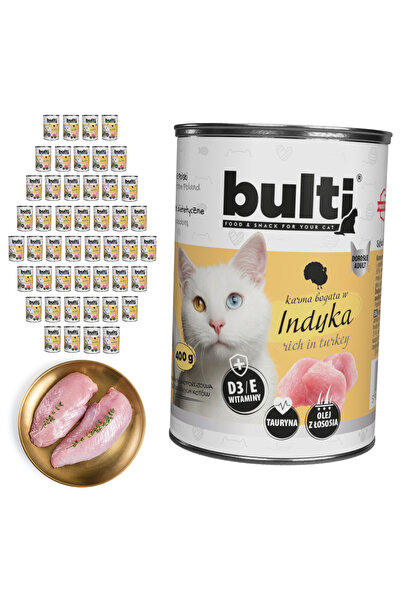 Bulti Hrană umedă completă pentru pisici, bogată în curcan, conservă 48x400g
