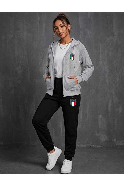 CLOTHES33 Hirka Track Suit 2-Piece Combination Winter Shardooned Italy Printe...