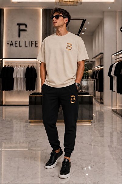 FAEL LİFE Unisex Comfortable Fit T-Shirt and Sweatpants B Printed Set