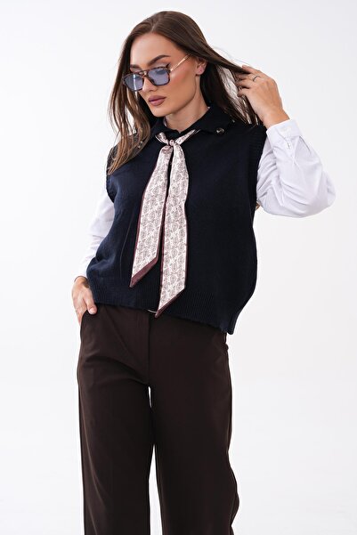 ŞİMAL Women's Scarf Detailed Knitwear Knitted Sweater 265023 -