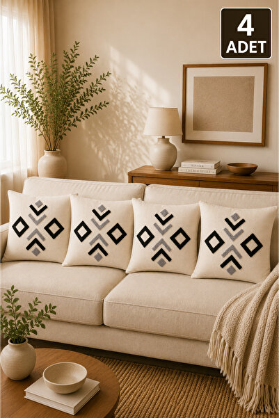 SEVMİŞ HOME Set of 4 Punch Throw Pillow Covers – Same Color and Pattern – Dec...