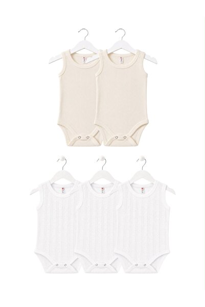 H&C COOLBOY H&C 5-Pack 100% Cotton Patterned Jacquard Sleeveless Baby Bodysuit