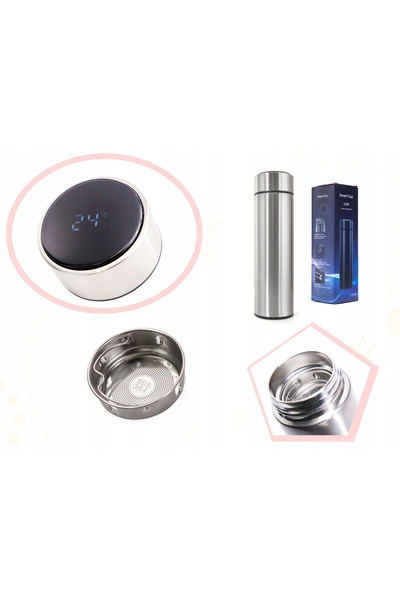 NO BRAND Cana termică termos inteligentă cu LED 500ml argintie