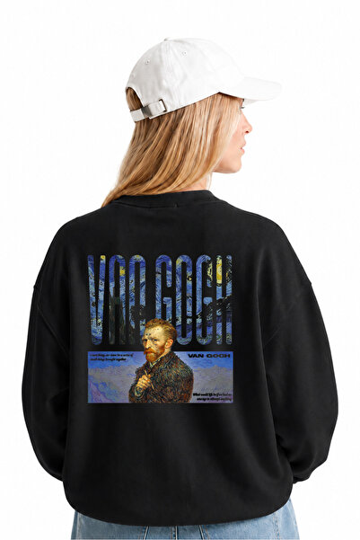 Grafftee Clothing Суичър с принт на тема Ван Гог, овърсайз кройка, 100% памук...