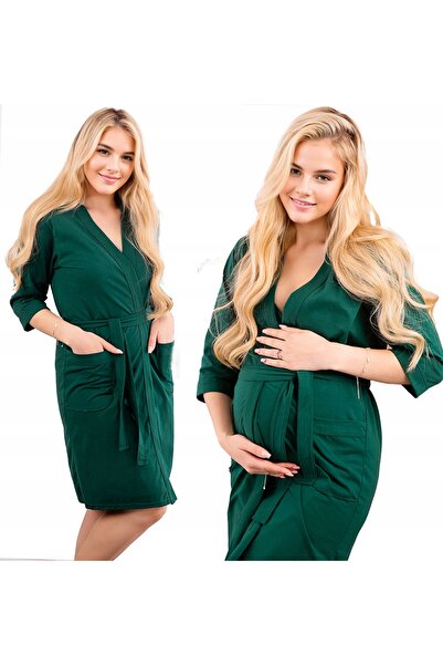 NO BRAND Halat de bumbac pentru femei FORMOMMY, verde, 3XL