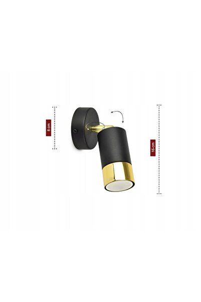 NO BRAND Aplică de perete SPOT din metal, negru-auriu, cu soclu GU10