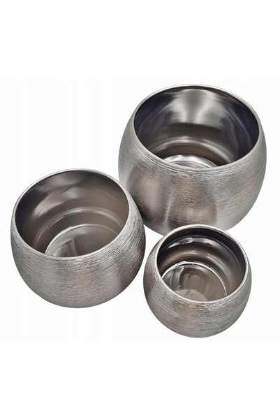 NO BRAND SET 3x HUSE CERAMICE PENTRU FLORI ghiveci ceramic K157 ARGINTIU