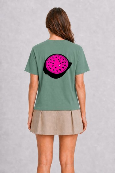WAKHA Dragon Fruit Modern Print T-Shirt - Green