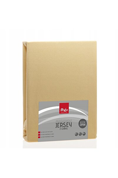 NO BRAND Cearșaf de pat din jerseu cu elastic bej 140x200 cm K2