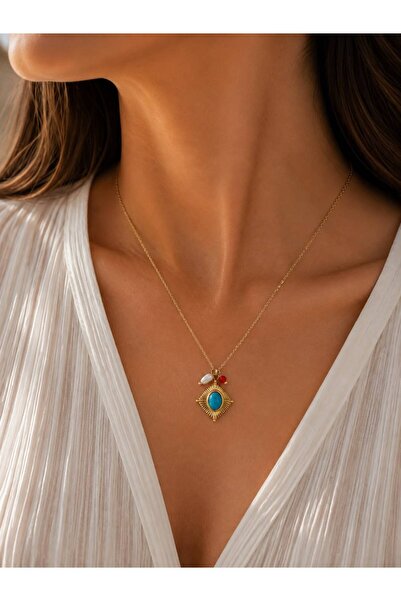stainless steell Turquoise Stone Steel Necklace