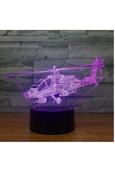 NO BRAND LAMPĂ LED 3D USB ELICOPTER APACHE AH-64 HAVOK RC 16 CULORI + TELECOM...