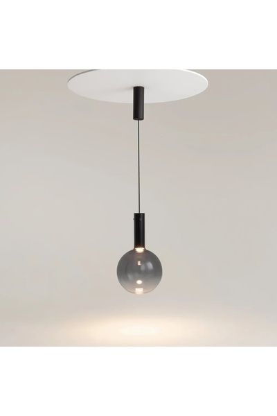 NO BRAND Lampă suspendată Ø25cm bilă neagră sticlă fumurie Nebula LED 6W Maytoni
