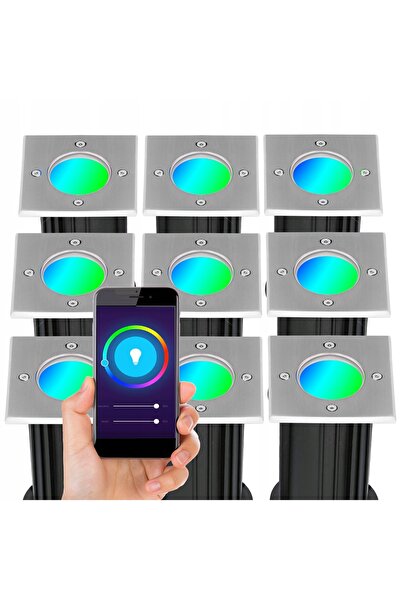 NO BRAND 8x Corp de iluminat tip downlight cu bec LED RGB (similar cu becul h...