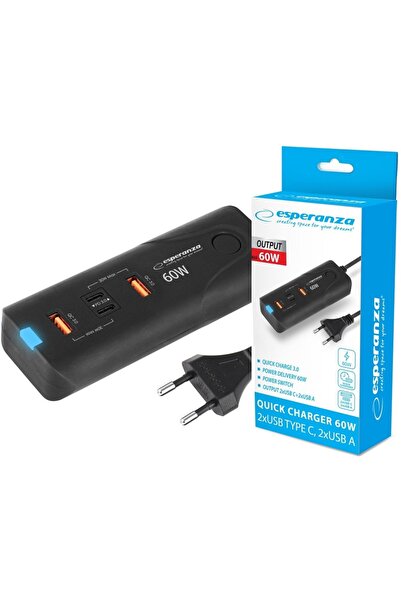 NO BRAND Adaptor de alimentare Esperanza 2x USB-C universal 1200 mA 20 V negru