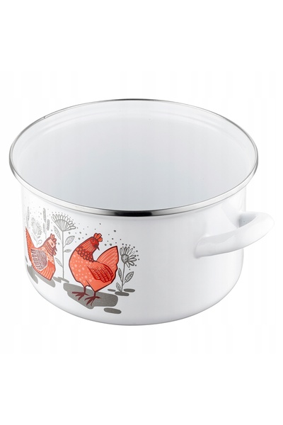 NO BRAND Oală emailată Pleszew Rubinka 20cm 3.7L Albă, pentru inducție și gaz