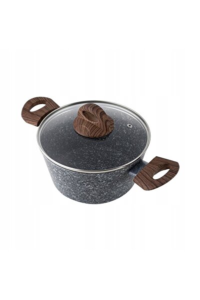 NO BRAND Oală Florina Granite 20 cm, 2,5 l, din aluminiu, cu capac, negru ca ...