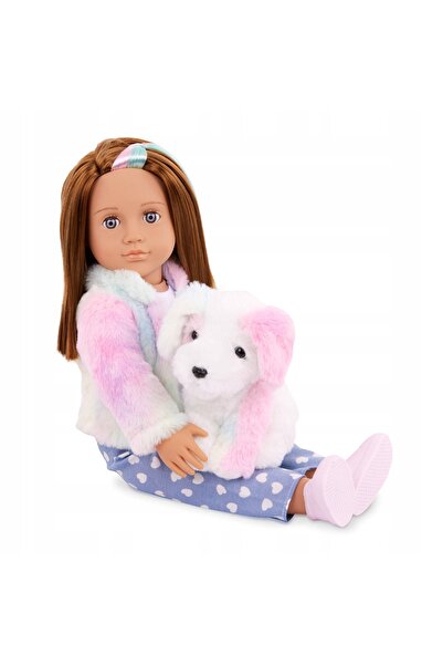 NO BRAND Our Generation: păpușa SKYLAR de 46 cm – cu CĂȚELUL și accesorii – u...