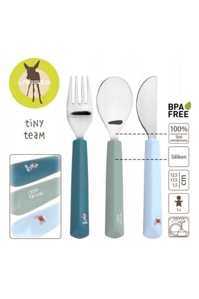 NO BRAND Set de tacâmuri Lassig, mâner din silicon, 3 piese. Echipa Micuță pi...