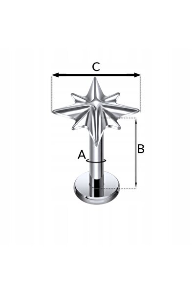 NO BRAND Piercing argintiu din titan, cercel cu stea decorativă, HELIX FLAT T...