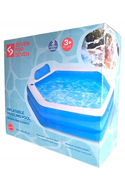 NO BRAND SEVEN FOR 7 Piscină gonflabilă de grădină HEXAGONALĂ ALBASTRĂ 199x19...