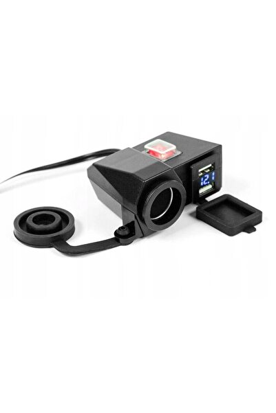 NO BRAND Priză brichetă + 2xUSB încărcător motocicletă + voltmetru eXtremestyle