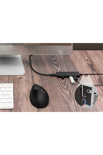 Digitus Hub USB 3.0/Concentrator cu 4 porturi SlimLine Adaptor USB A + USB-C ...