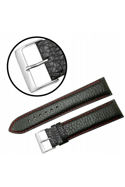 NO BRAND Curea neagră REDA 24mm XL POLJOT, cu cusături roșii