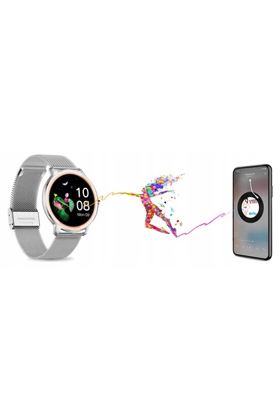 Rubicon Ceas de damă argintiu, smartwatch, monitor ritm cardiac