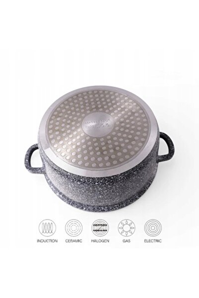 Masterpan Oală cu efect marmorat de 20 cm, 2,5 L, cu capac și sistem Aroma Knob