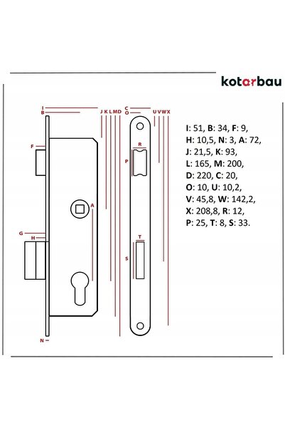 NO BRAND ÎNCUIETOARE PENTRU UȘĂ 72/34 INSERT STÂNGA CUTIE