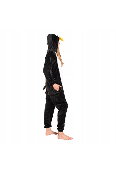 NO BRAND Pijama de damă Kigurumi, costum întreg, Pinguin Negru, 145-155 S