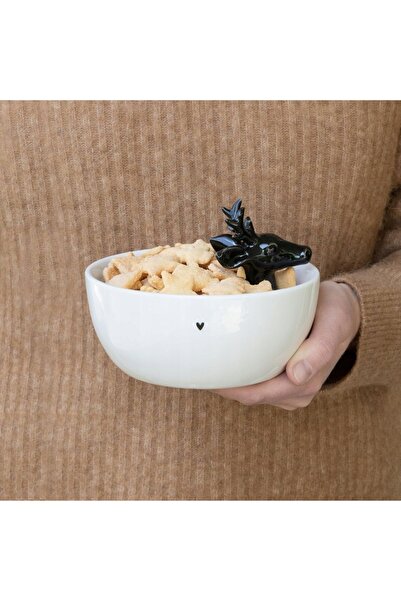 NO BRAND Miska Inimă Albă Cerb Negru Colecția Bastion