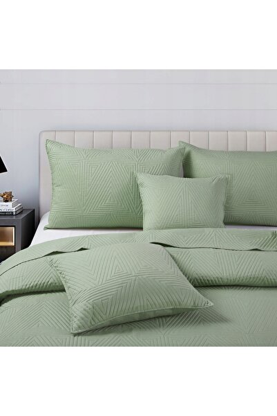 NO BRAND Cuvertură decorativă pentru pat 160x220 Trio verde salvie geometric I25