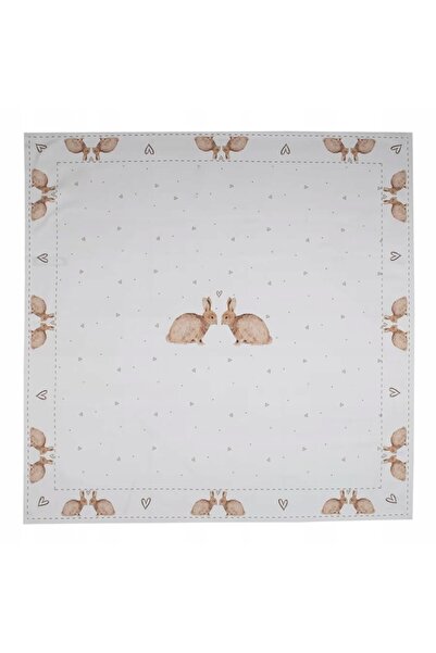 NO BRAND Față de masă din bumbac cu iepuri și inimi 100 x 100cm Clayre & Eef