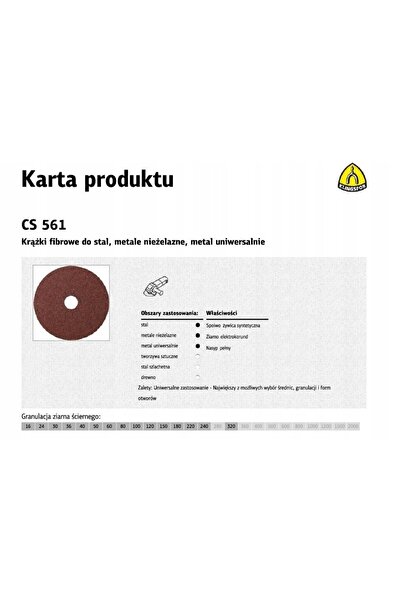 KLİNGSPOR DISC FIBRĂ 25 BUC GRIT 60 CS561 180MM 11063