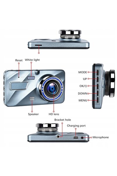 NO BRAND CAMERĂ AUTO FAȚĂ + SPATE FULL HD 1920X1080P G-SENSOR LENTILĂ DUALĂ M...