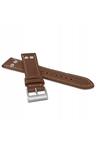 NO BRAND Curea din piele maro, sport, retro, stil pilot, pentru smartwatch 18 mm
