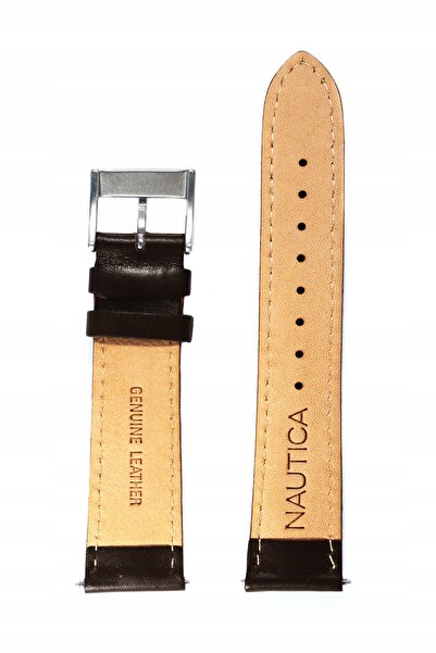 Nautica Curea de ceas din piele maro, cusută, netedă A17637G 20 mm